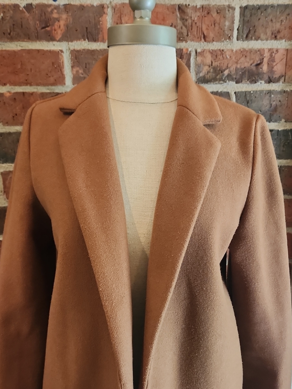 Zara Camel Long Open Front Coat Size Medium - Picture 2 of 12